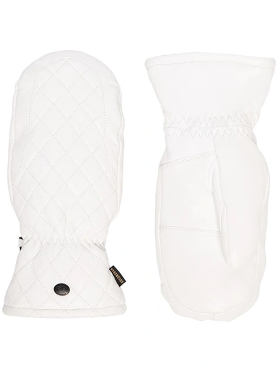 Shop Goldbergh Boxer Quilted Leather Ski Gloves In White