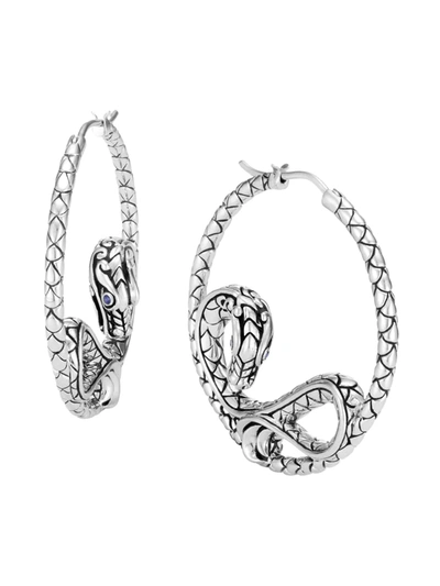 Shop John Hardy Legends Naga Sapphire Hoop Earrings In Silver