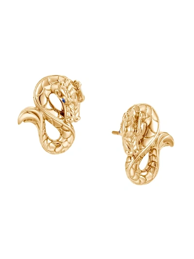 Shop John Hardy 18kt Yellow Gold Legends Naga Sapphire Stud Earrings