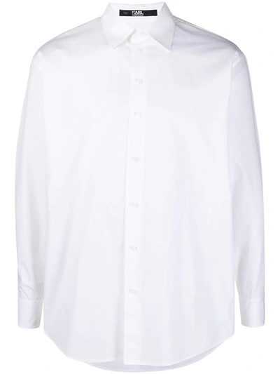 Shop Karl Lagerfeld Logo-print Poplin Shirt In White