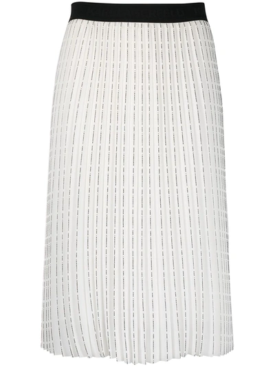 Shop Karl Lagerfeld Logo Print Pleated Skirt In White