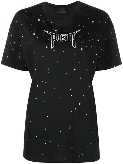 Shop Philipp Plein Crystal-embellished T-shirt In Black