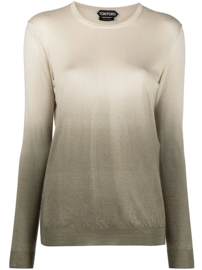 Shop Tom Ford Ombré-effect Cashmere-silk Blend Top In Green