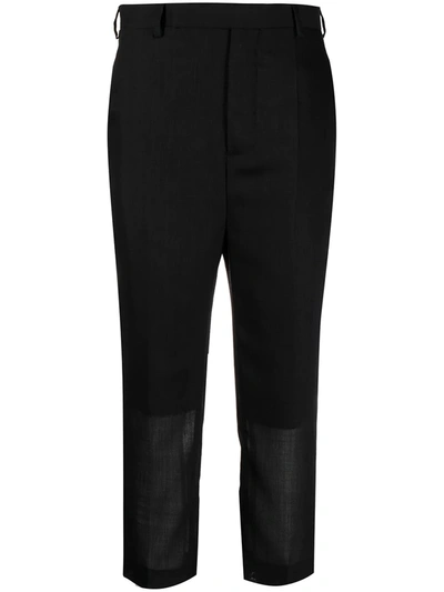 Shop Rick Owens Straight Leg Cropped Trousers In Black