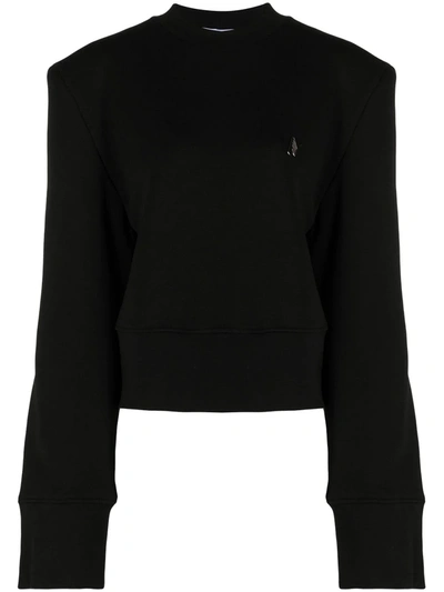Shop Attico Embroidered-logo Shoulder-pad Jumper In Black