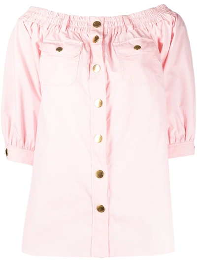 Shop Boutique Moschino Off-shoulder Cotton Blouse In Pink