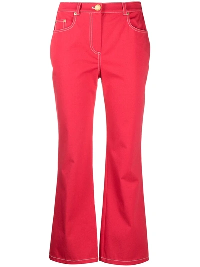 Shop Boutique Moschino High-rise Flared Cotton Jeans In Pink