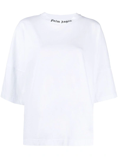 Shop Palm Angels Logo Over T-shirt In White