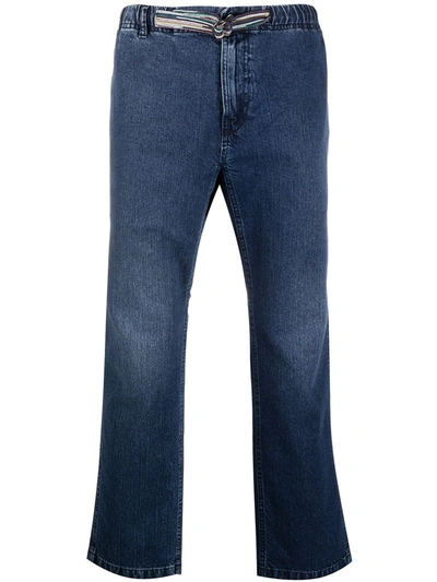 Shop Missoni Drawstring Cropped Jeans In Blue