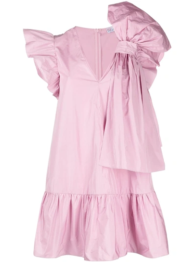 Shop Red Valentino Bow And Ruffle-detail Dress In Pink