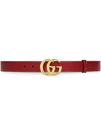 Shop Gucci Gg Marmont Leather Belt In Red