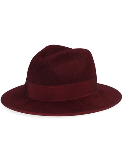 Shop Gucci Bow-detail Felt Fedora In Red
