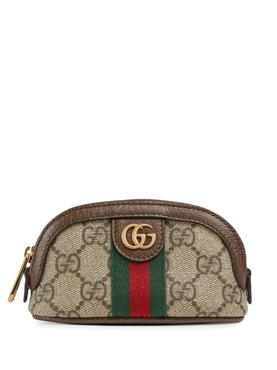 Shop Gucci Ophidia Gg Supreme Pouch In Neutrals