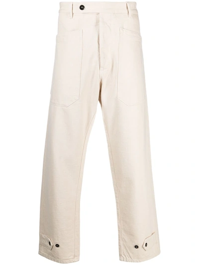 Shop Barena Venezia Wide-leg Cotton Trousers In Neutrals