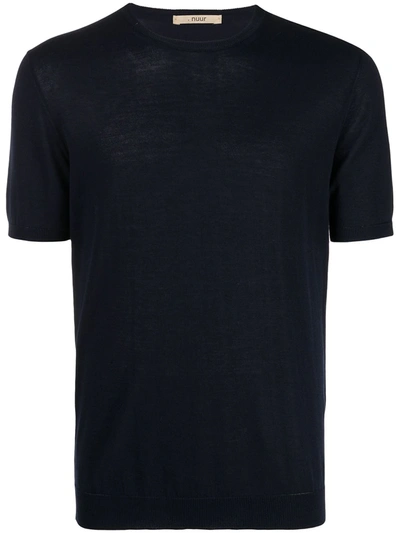 Shop Nuur Round Neck Short-sleeved T-shirt In Blue