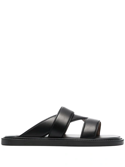 Shop Bottega Veneta Strap-detail Slip-on Sandals In Black