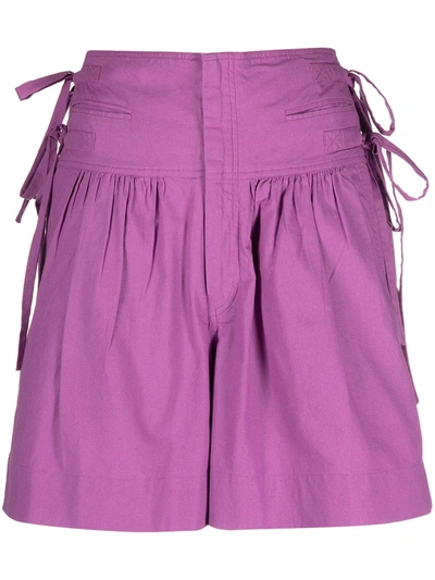 Shop Isabel Marant Étoile Lace-detail Cotton Shorts In Purple