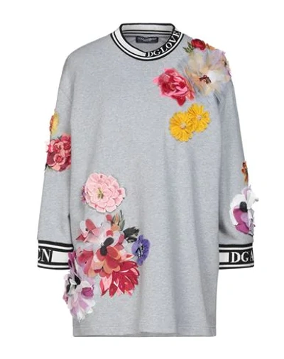 Shop Dolce & Gabbana Woman Sweatshirt Light Grey Size 6 Cotton, Silk, Viscose, Polyester, Glass