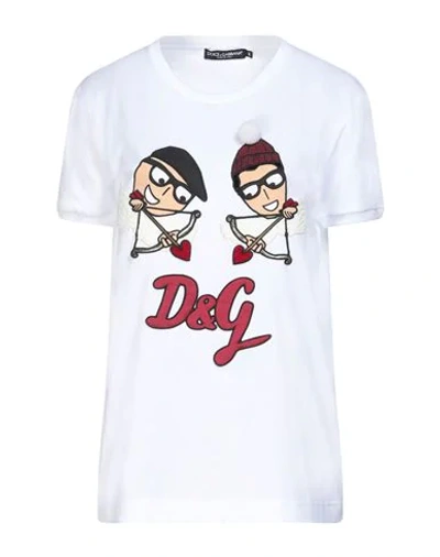 Shop Dolce & Gabbana Woman T-shirt White Size 2 Cotton, Polyester, Viscose, Virgin Wool, Polyurethane