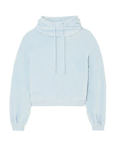 Shop Calé Woman Sweatshirt Sky Blue Size M Cotton, Modal, Polyamide