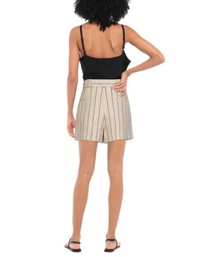 Sandro Belted Striped Linen-blend Shorts In Beige