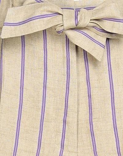 Sandro Belted Striped Linen-blend Shorts In Beige