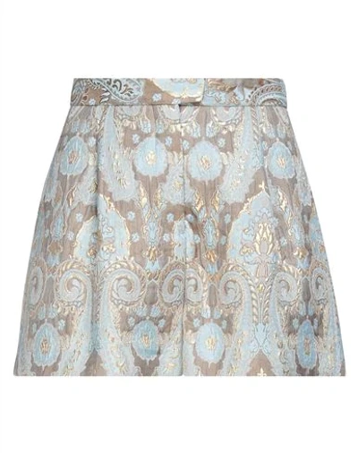 Sandro Ori Pleated Metallic Brocade Shorts In Dove Grey