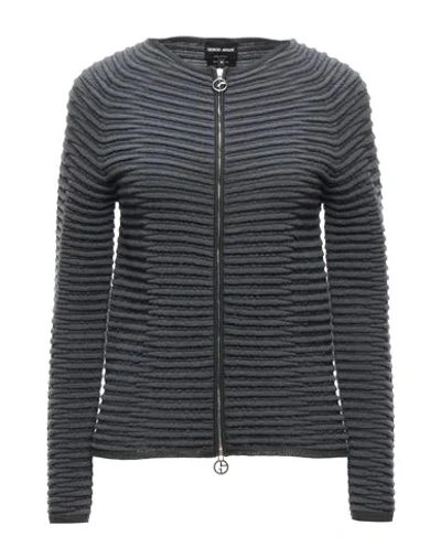 Shop Giorgio Armani Woman Cardigan Lead Size 12 Virgin Wool, Polyamide, Alpaca Wool In Grey