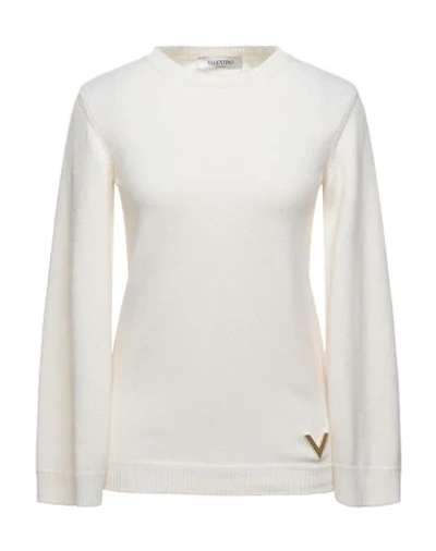 Shop Valentino Garavani Woman Sweater Ivory Size M Cashmere In White