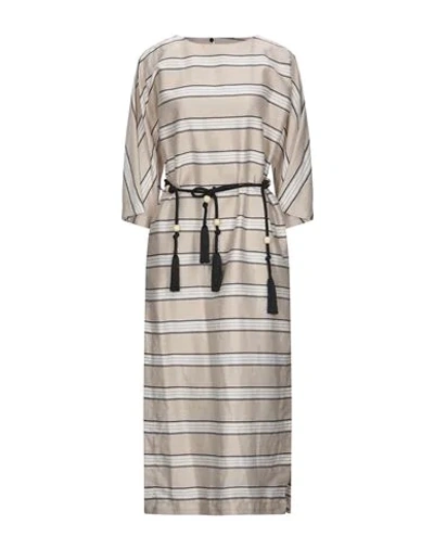 Shop Jijil Woman Maxi Dress Beige Size 4 Linen, Viscose, Polyamide