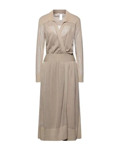 Shop Agnona 3/4 Length Dresses In Khaki