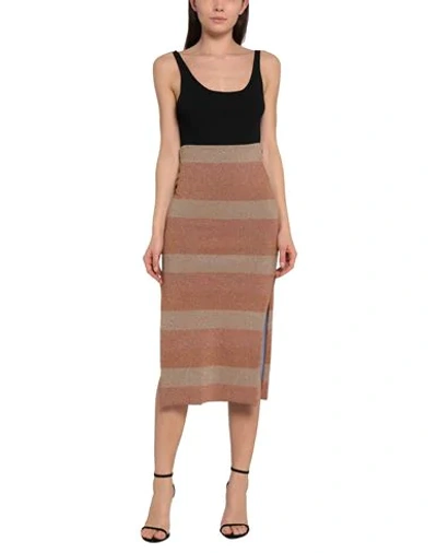 Shop Herve Leger Midi Skirts In Brown