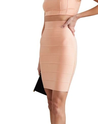 Shop Herve Leger Midi Skirts In Blush