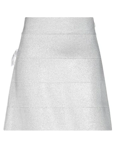 Shop Herve Leger Mini Skirts In Silver