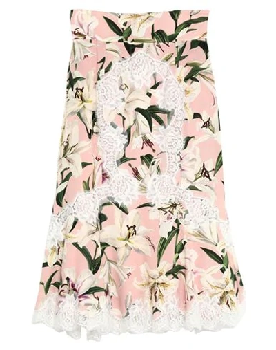 Shop Dolce & Gabbana Woman Midi Skirt Pink Size 14 Silk, Cotton, Polyamide, Elastane