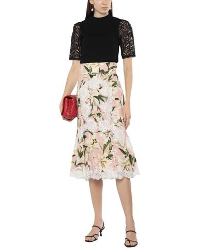 Shop Dolce & Gabbana Woman Midi Skirt Pink Size 14 Silk, Cotton, Polyamide, Elastane