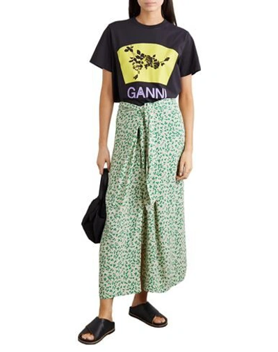 Shop Ganni Woman Long Skirt Green Size 10/12 Viscose, Ecovero Viscose