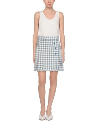 Sandro Calia Houndstooth Cotton-blend Tweed Mini Skirt In Blue
