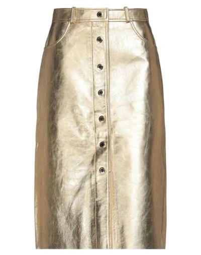 Shop Sandro Woman Midi Skirt Gold Size 0 Lambskin