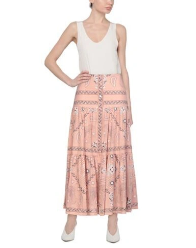 Shop Sandro Woman Maxi Skirt Pastel Pink Size 0 Linen, Cotton