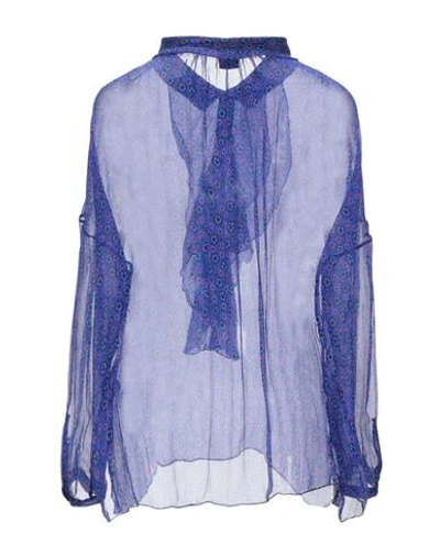 Shop Aspesi Woman Blouse Bright Blue Size Xs Silk