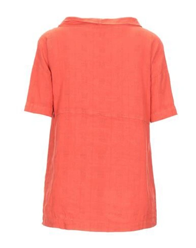 Shop Rossopuro Woman Top Coral Size M Linen, Viscose In Red