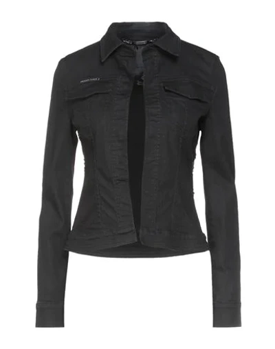 Shop Philipp Plein Denim Outerwear In Black