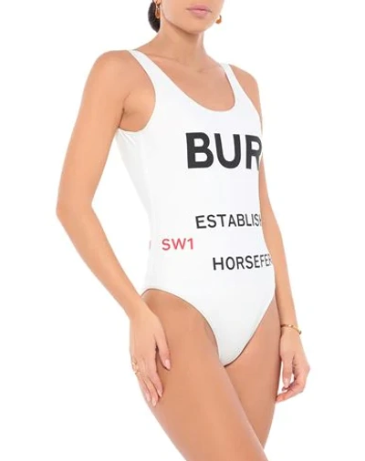 Shop Burberry One-piece Swimsuits In Ivory