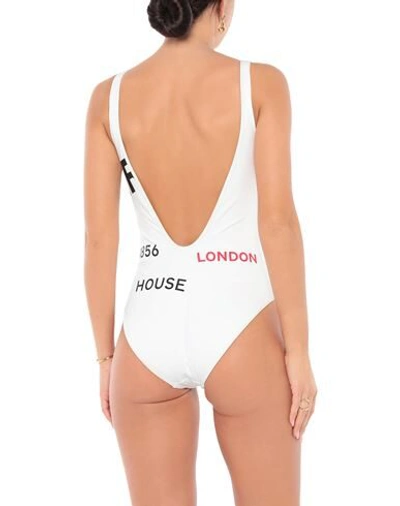 Shop Burberry One-piece Swimsuits In Ivory