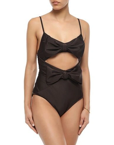 Shop Zimmermann One-piece Swimsuits In Dark Brown