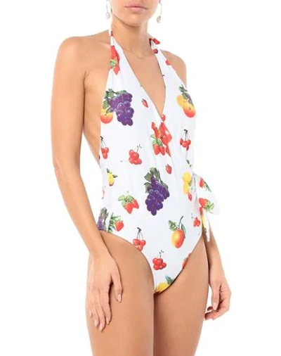 Shop Msgm One-piece Swimsuits In White