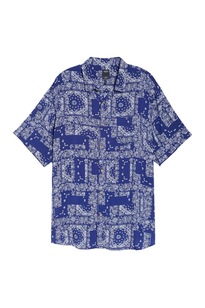 Shop Union Denim Venice Short Sleeve Print Relaxed Fit Shirt In Eclipse