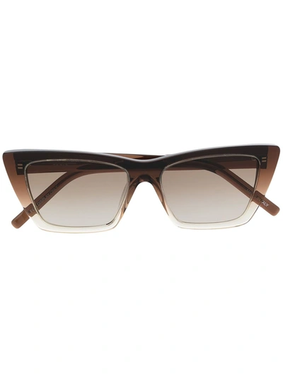 Shop Saint Laurent New Wave Sl276 Sun Ace Sunglasses In Brown