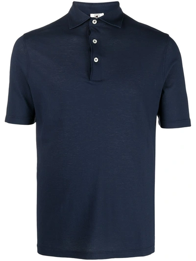Shop Kired Positano Cotton Polo Shirt In Blue